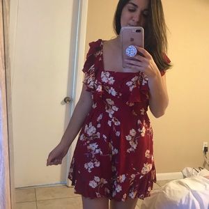 Red floral romper